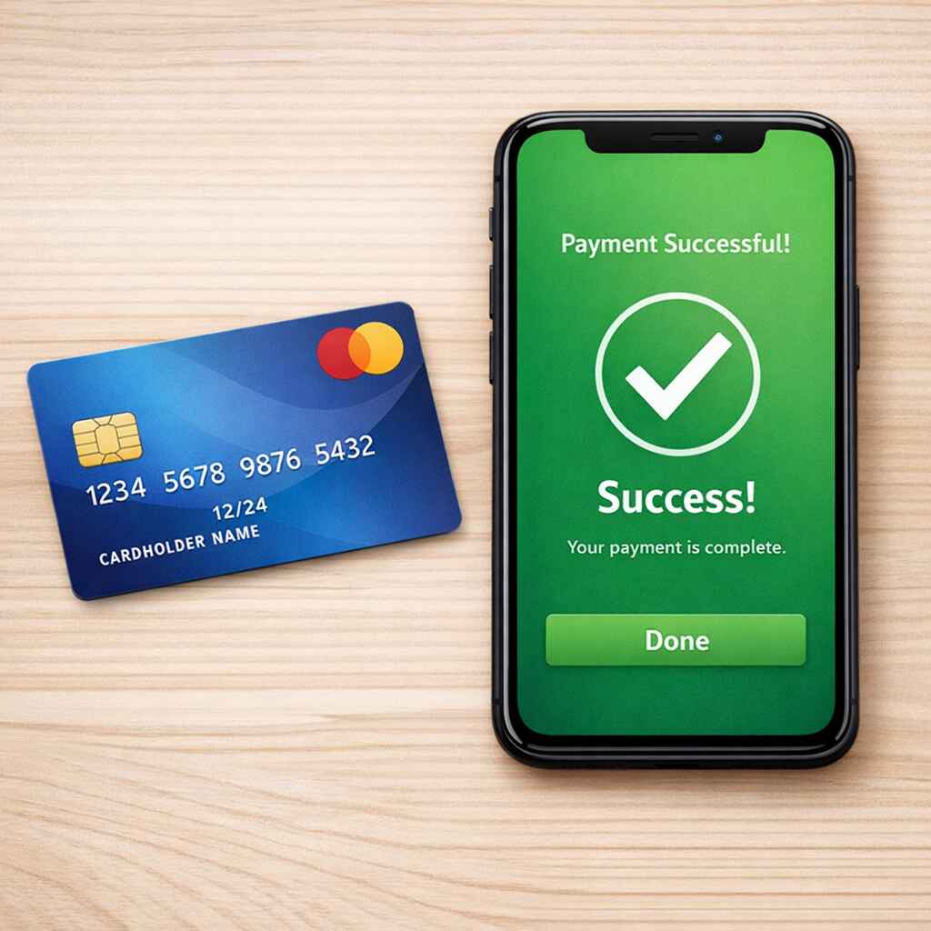 Pay with debit or credit card, or bank transfer