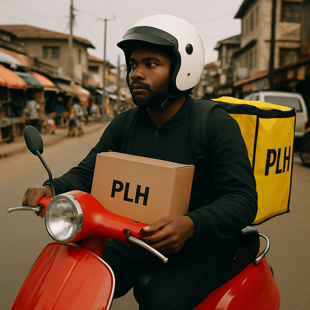 Same-city delivery rider with PLH package